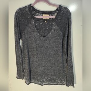 Chaser Long Sleeve Distressed Top, Size Medium